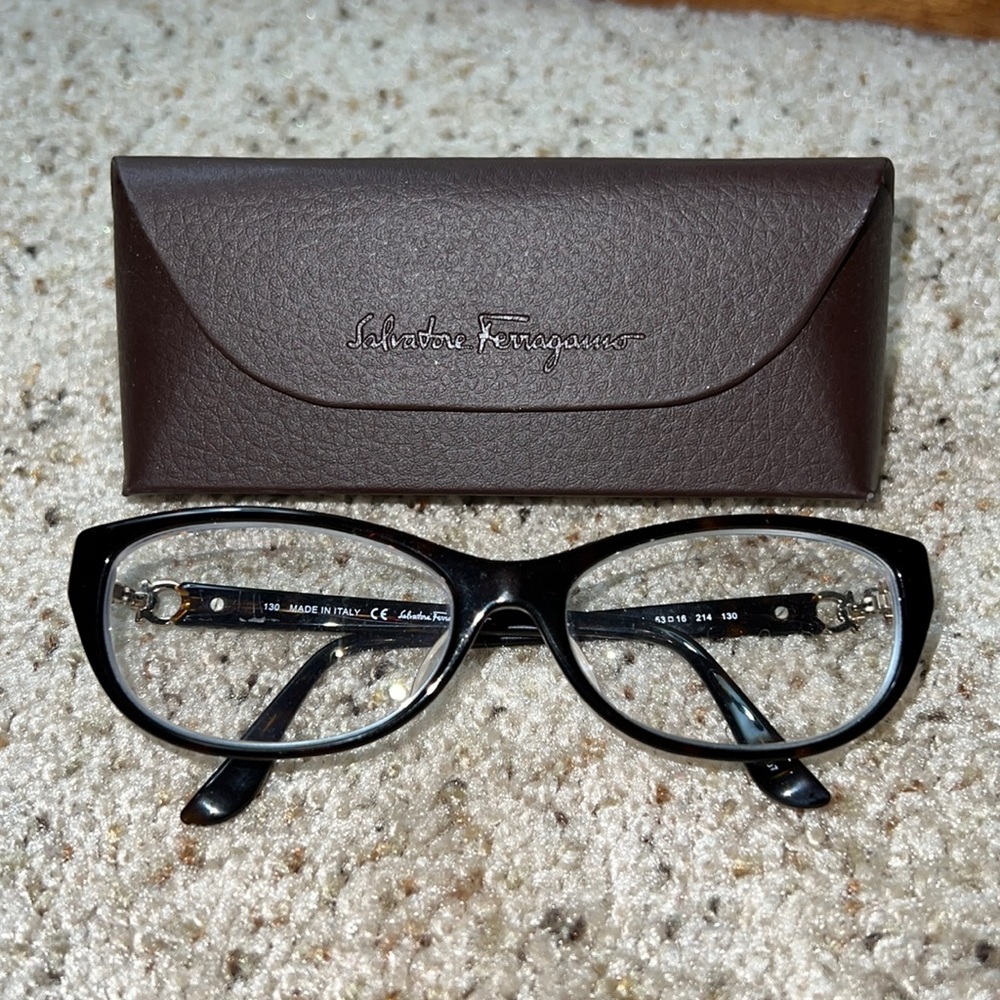 Salvatore Ferragamo Brown Tortoise Eyeglasses- OS